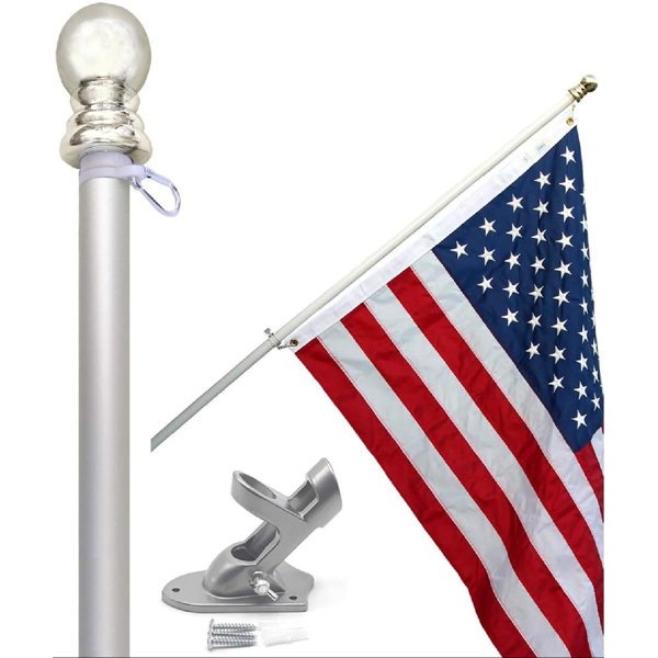 Arlmont & Co. Flag Pole Kit 1" TangleFree Flagpole With Bracket And
